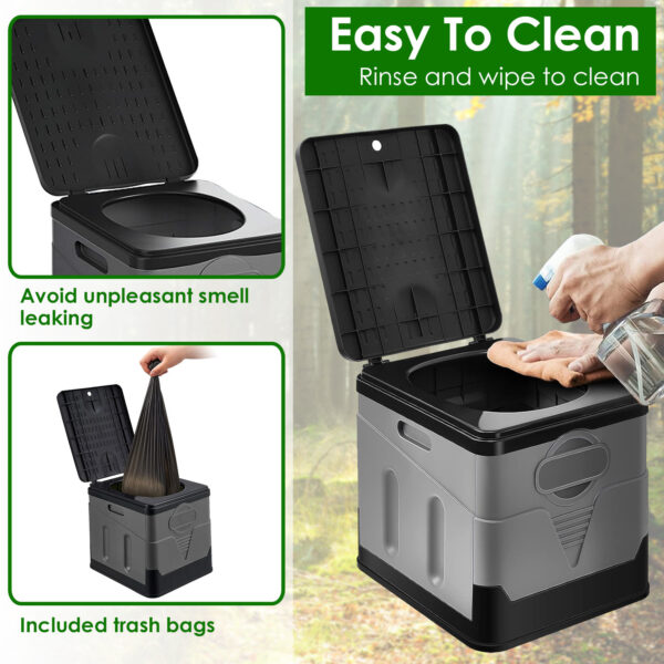 Collapsible Portable Toilet With Lid and Storage Pouch - Image 4