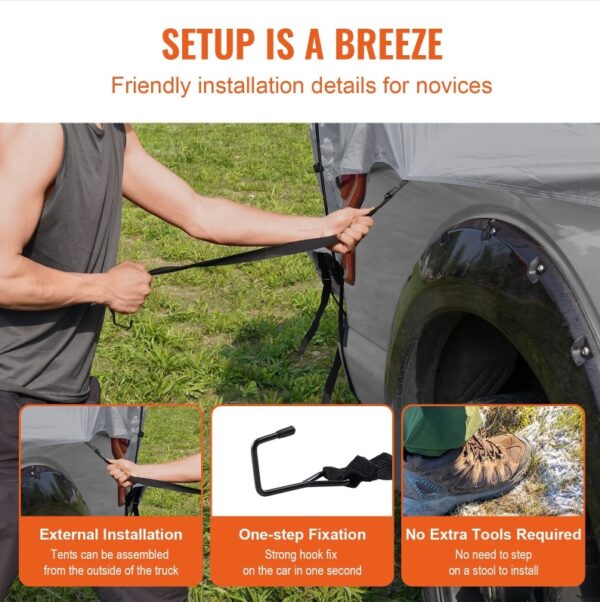 Truck Bed Tent, 5.5'-6' Pickup Truck Tent With Rain Fly And Carry Bag - Image 4