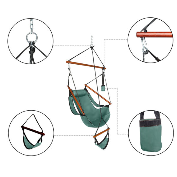 Lightweight Portable Hanging Sling Chair with Cupholder & Footrest - Image 9