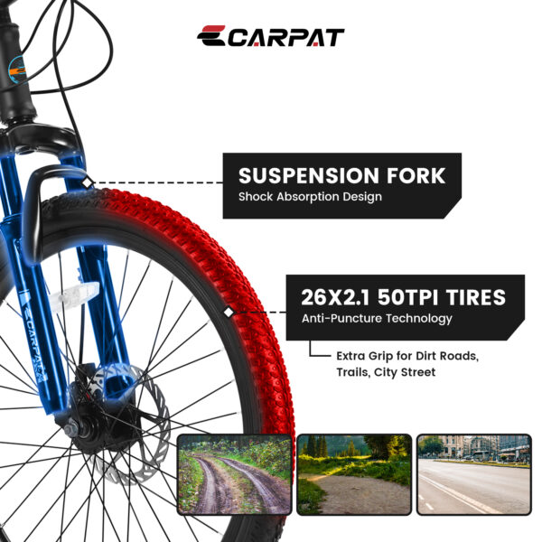 Unisex Hard-Tail Mountain Bike, with Suspension Fork Front, 26" Wheels, 21-Speed - Image 5