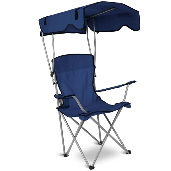 Foldable Camping Chair With Shade Canopy, Cup Holder - Image 5