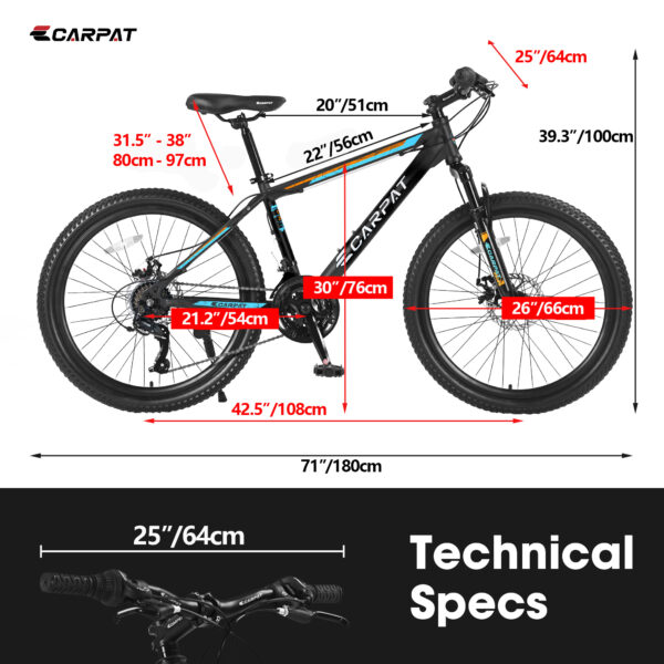 Unisex Hard-Tail Mountain Bike, with Suspension Fork Front, 26" Wheels, 21-Speed - Image 6