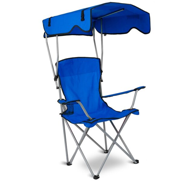 Foldable Camping Chair With Shade Canopy, Cup Holder - Image 7