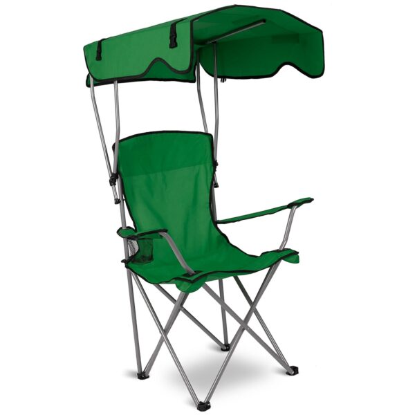 Foldable Camping Chair With Shade Canopy, Cup Holder - Image 2