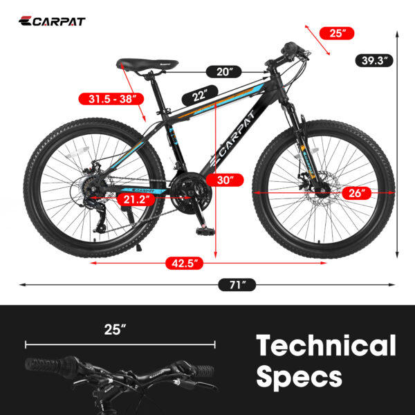 Unisex Hard-Tail Mountain Bike, with Suspension Fork Front, 26" Wheels, 21-Speed - Image 4